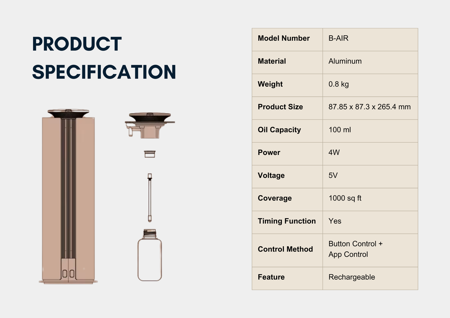 B-Air Waterless Scenting  Bluetooth App Setting (+- 1000 Sqft )