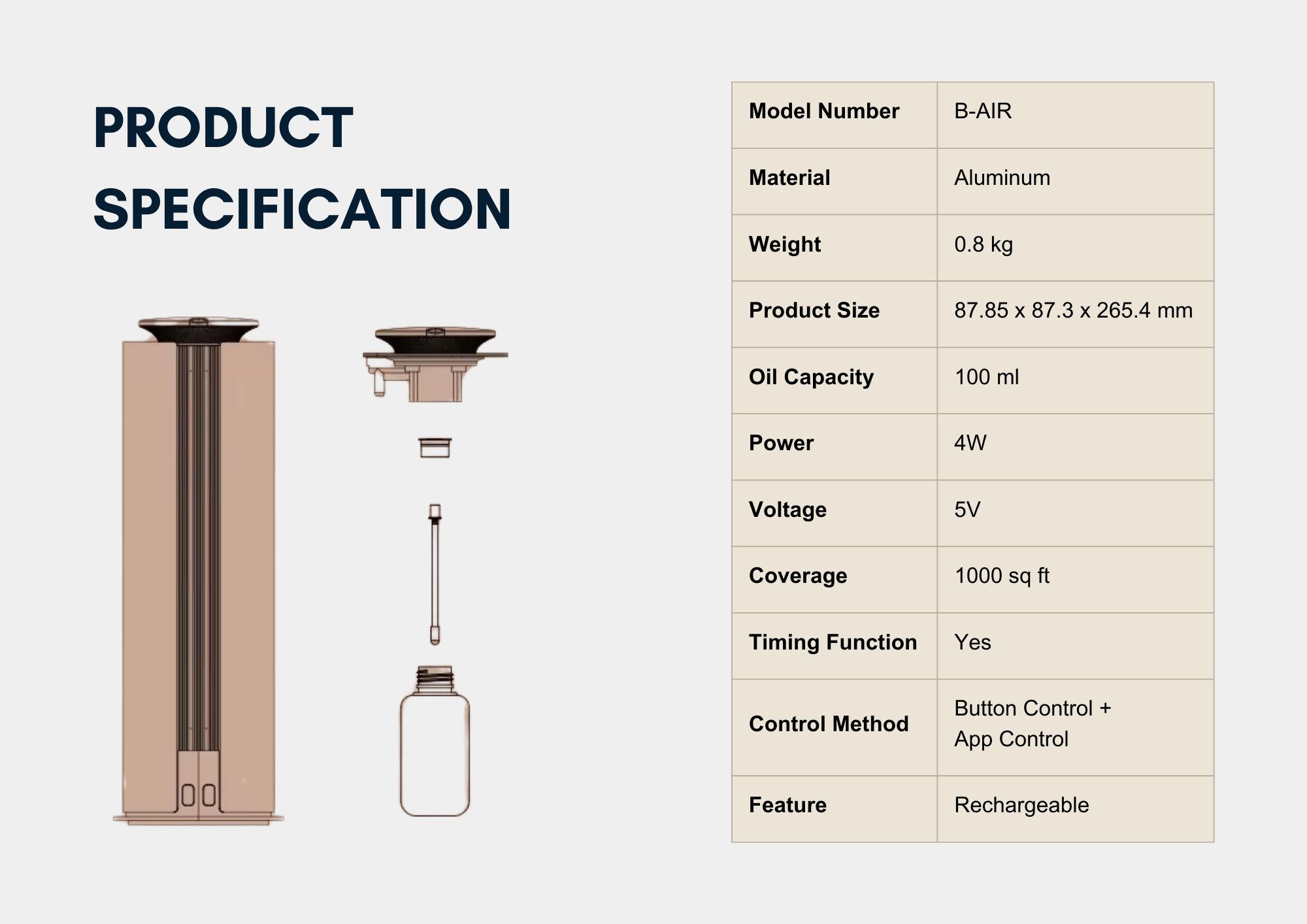 B-Air Waterless Scenting  Bluetooth App Setting (+- 1000 Sqft )